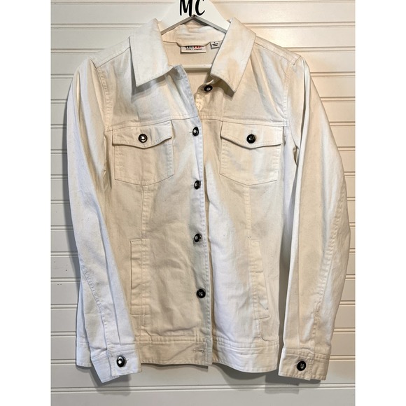 White Denim Jacket with Rhinestone Jacket Size S - Picture 2 of 11